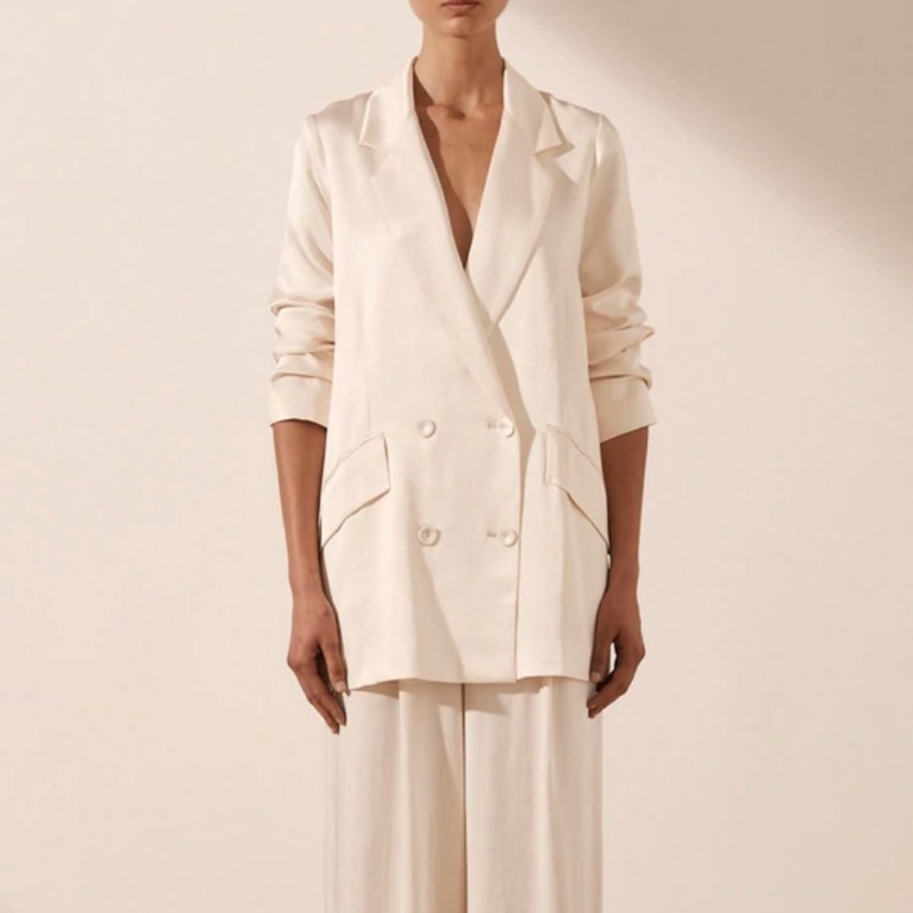 SHONA JOY *NWT* LA LUNE DOUBLE BREASTED BLAZER - CREAM - 6